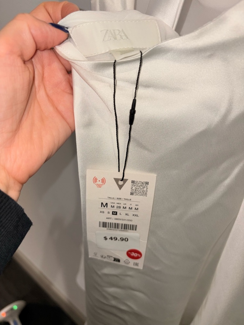 Zara White Satin Mini Dress with Wide Straps - Picture 3 of 4